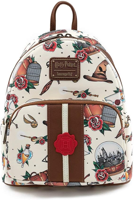 Loungefly Harry Potter Tattoo Art Cream Color Womens Double Strap Shoulder Bag Purse