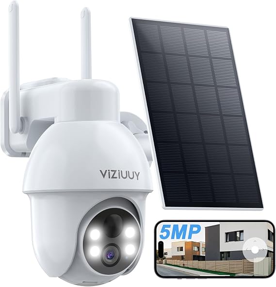VIZIUUY 3K/5MP Solar Security Cameras Wireless Outdoor, 360Pan and Tilt