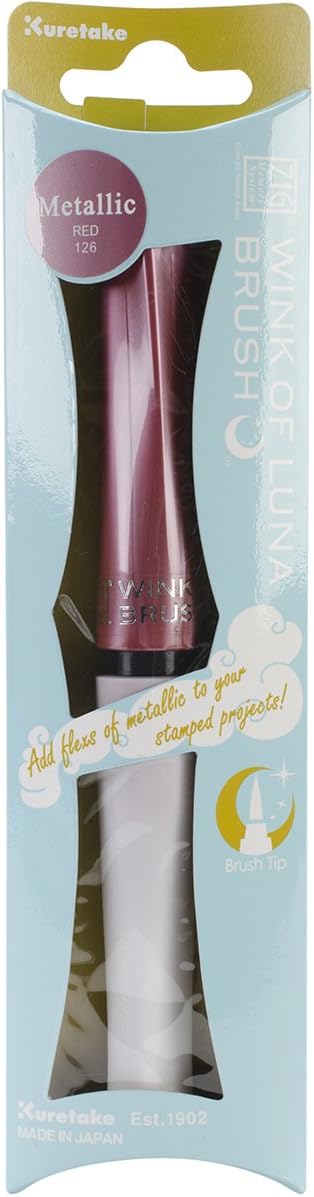 Zig Zig Memory System Wink of Luna Metallic Brush Pen, Red