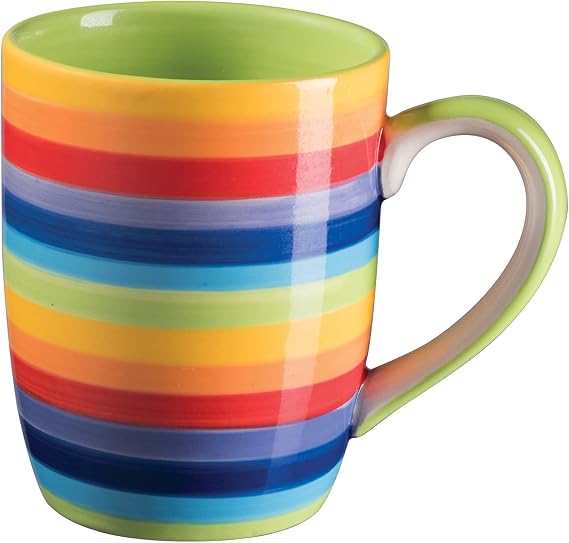 Hand Painted Rainbow Horizontal Stripe Mug