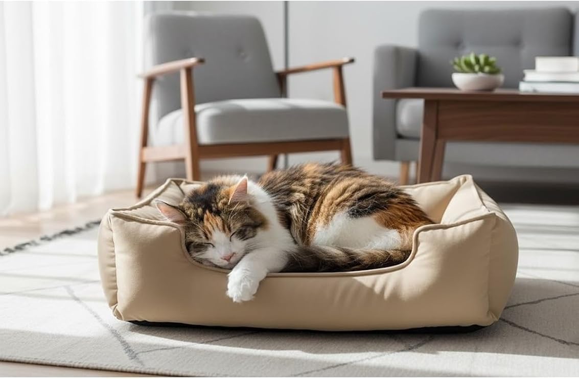 Kedi Yatağı, Küçük Irk Köpek Yatağı 60X45 Krem Tonlarda, Bej