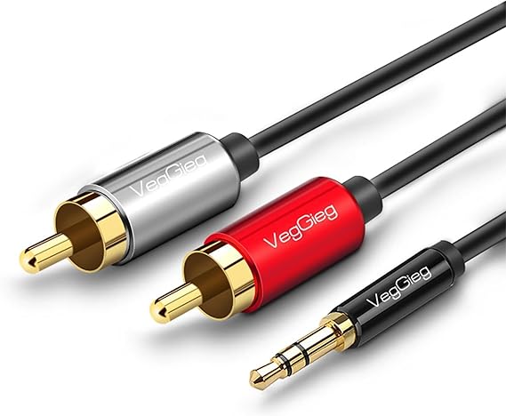 VegGieg 3.5mm AUX to 2 RCA Audio Cable 3 Meters