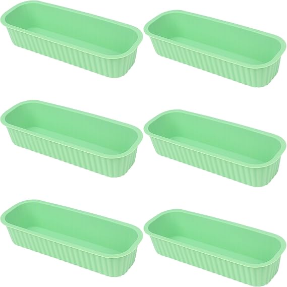 Mini Silicone Cake Pan Molds, Nonstick Silicone Bakeware, Single Serving Oven Safe Baking Molds for Brownie, Cake, Bread, Pie and Lasagna (Dark Green-Set of 6)