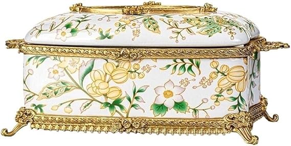 Tissue Dispenser Box Indoor Living Room Decoration Copper with Porcelain Tissue Box Decoration Desktop Light Luxury Ceramic Paper Box Decoration Tissue Box Holder
