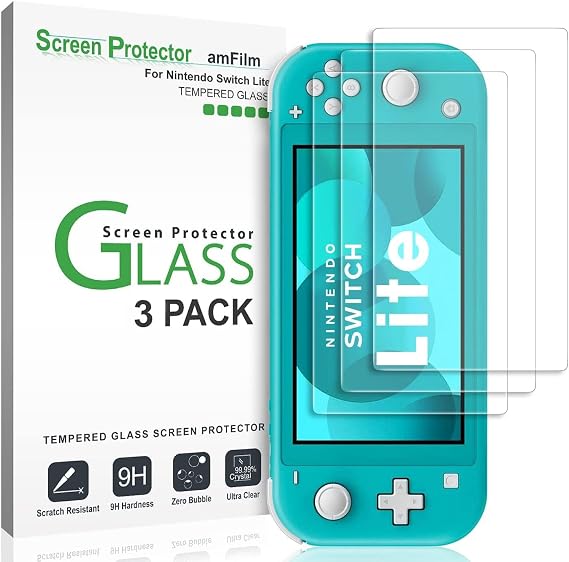 amFilm 3 Pack Screen Protector for Nintendo Switch Lite 2019 Tempered Glass