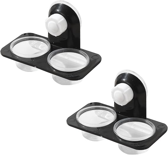 2PCS Reptile Feeding Ledge, Double Bowl Suction Cup Feeder