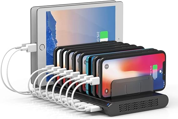 Alxum Multi USB Charging Station, 10 Port Fast Phone Tablet Charger Dock