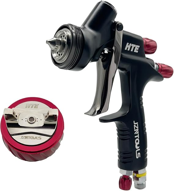 LVLP HTE Paint Spray Gun, 1.3 mm Stainless Steel Nozzle Air Spray Gun with 1.5 mm Tip, Automotive Paint Sprayer,Varnish Paint Sprayer, Air Tools (Black)
