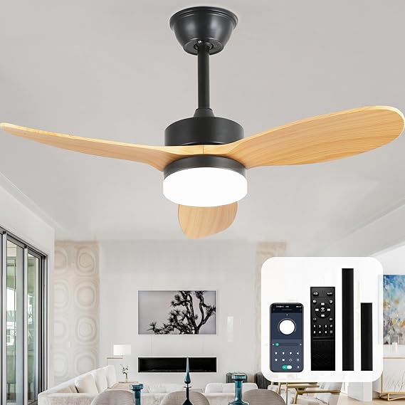 36 Inch Farmhouse Ceiling Fan With Light Dimmable Black