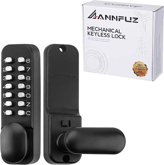 Mechanical Keyless Single-Sided Keypad Entry Door Handle Lock,Black