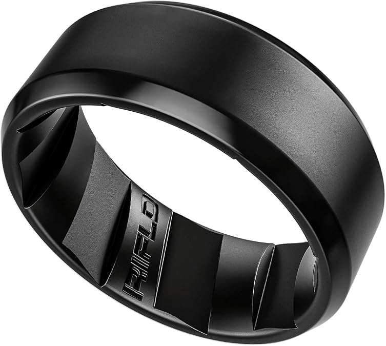 Men's Tactical Silicone Rings, 9mm Wide 2.5mm Thick Rubber Wedding Bands for Him, Breathable Working Man's Performance Ring