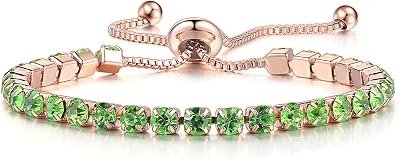 Adjustable Tennis Bracelet for Women Cubic Zirconia Wedding Bridal Bracelet Gold Silver Plated Crystal Bracelet Jewelry Gift for Bridesmaids Mom Sister