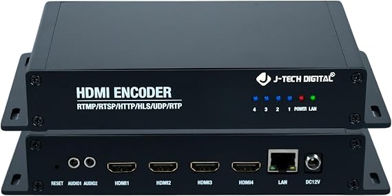 J-Tech Digital 4 Ports H.264 H.265 HDMI Video IPTV Encoder Supports 4K 30Hz [JTECH-ENCH54]