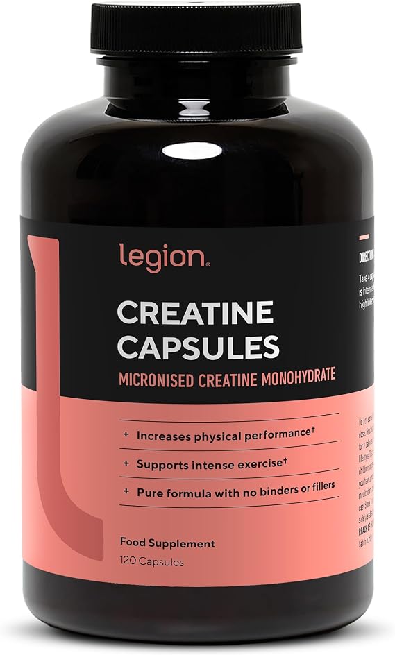 LEGION MicronizedCreatine Monohydrate Supplement - Clean Creatine Powder for Muscle Gain & Post Workout Recovery - Micronized Creatine Supplement for Maximum Absorption (30 Servings, Capsule)