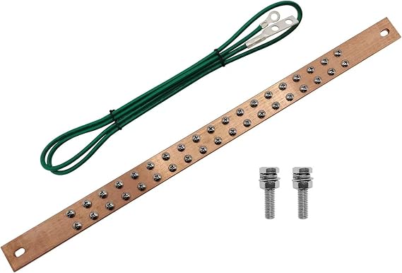 19 Inch Bus Bar Kit with 4 foot Grounding Cable UL Listed for Data Rack/Cabinet/Enclosure (Copper Ground Busbar 19 Inch)