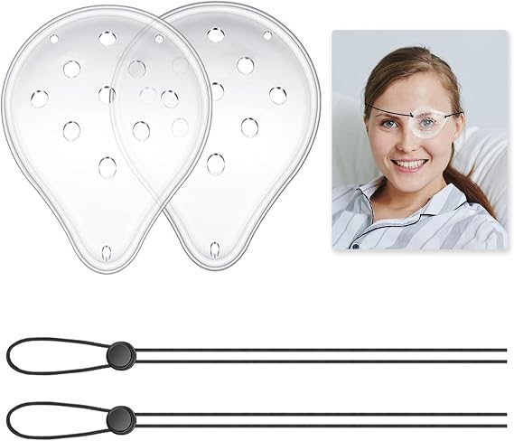 2 Pcs Transparent Eye Shield After Surgery, 9 Hole Plastic Ventilated Clear Eye Patches After Cataract Surgery Recovery, Adjustable Durable Protective Eye Masks, Eye Care Accessories for Adults