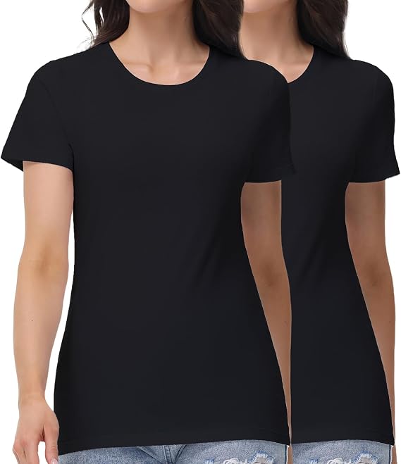 wirarpa Women's Cotton T-Shirts Crew Neck Short-Sleeve Undershirt