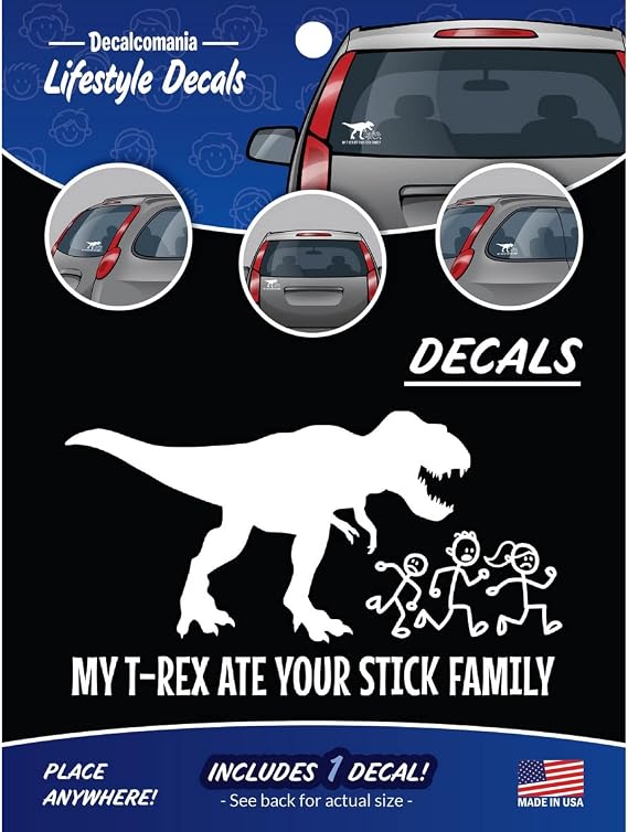 My T-Rex Ate Your Stick Family White Car Truck Window Stickers Dinosaur Funny Window Decal