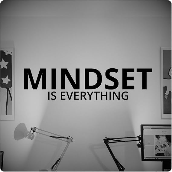 My Vinyl Story | Mindset is Everything | Motivational Wall Decal Quote Vinyl Sticker for Home Gym Exercise Fitness Workout Inspirational Office Wall Art Decor Removable Sticker (Black, 48x12 inches)