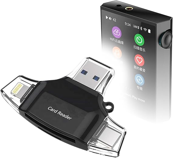 BoxWave Smart Gadget Compatible with Shanling M1 Plus - AllReader SD Card Reader, microSD Card Reader SD Compact USB - Jet Black