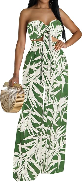 sexycherry Women's Two Piece Tropical Vacation Outfits Floral Resort Wear