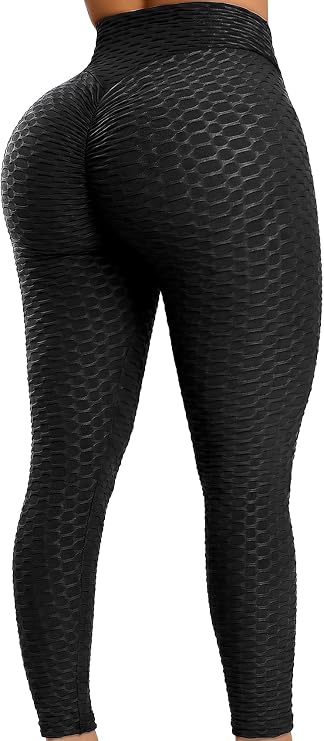 FITTOO Womens High Waisted Yoga Pants Tummy Control Scrunched Booty Leggings Workout Running Butt Lift Textured Tights