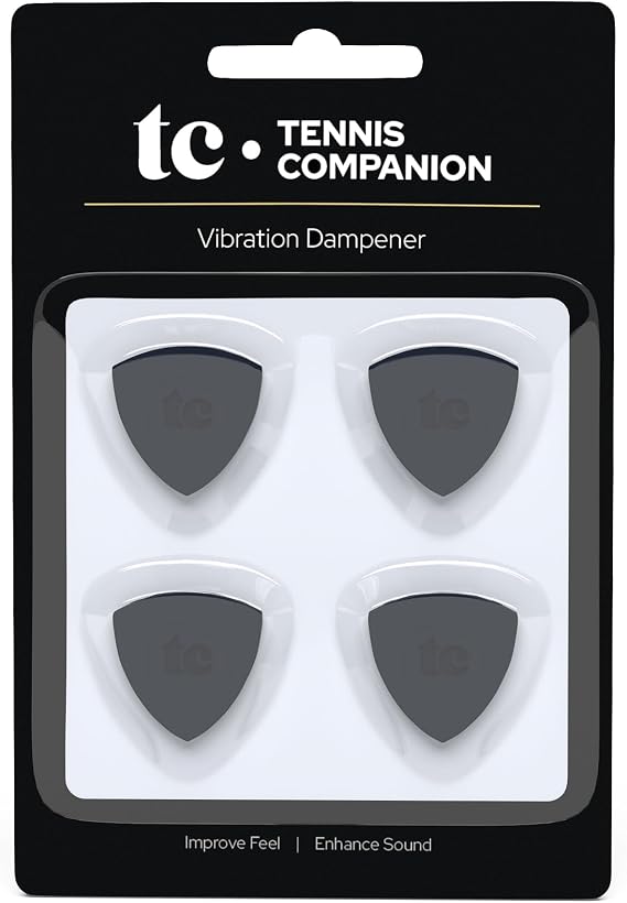 TennisCompanion - Tennis Dampener for Racket, Tennis Shock Absorber, Tennis Vibration Dampeners for Improved Feel and Enhanced Sound, 4-Pack Tennis Dampener, Black