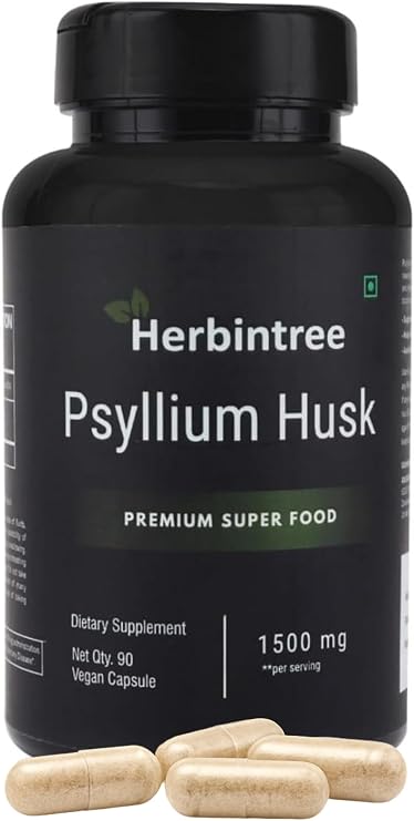 Organic Psyllium Husk Capsules 1500mg | High Fiber Supplement for Digestive Health, Gut Cleanse & Bowel Regularity | Gluten-Free, Non-GMO, Vegan, 90 Capsules