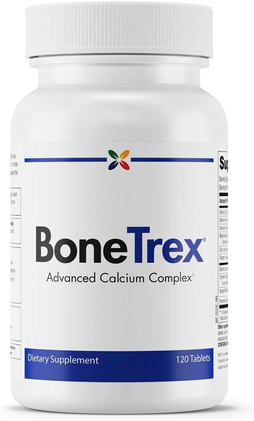 Stop Aging Now - BoneTrex Complex with Calcium - Teeth &amp; Bone Strength, Heart, Muscle &amp; Nerve Support Formula - Vitamin D3, K2, Magnesium, Copper, Zinc, Boron, Silica, Turmeric and Ginger - 120 Tabs