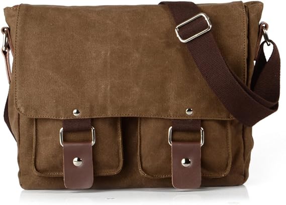 Men's Lightweight Vintage Waterproof Canvas DSLR SLR Shockproof Camera Shoulder Messenger Bag Sliing bag Compatible for Canon Sony Nikon