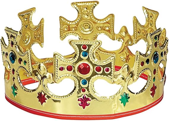 Unique Gold Plastic King Crown - One Size, 1 Pc