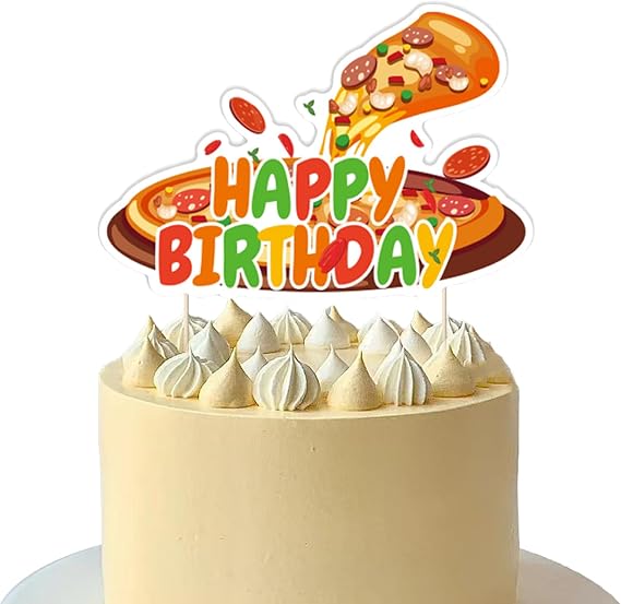 Pizza Happy Birthday Cake Topper Pizzeria Themed Happy Birthday Dessert Italian Pizza Lovers Themed Party or Pizza Themed Birthday Party for Boys and Girls