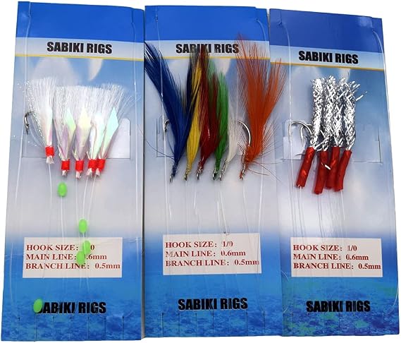 Sabiki Rigs Lures Bait Rigs, Glow Fishing Beads High Carbon Hooks for Freshwater/Saltwater