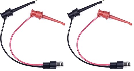 BNC Test Leads, BNC to Mini Grabber Test Clip, Test Lead Breakout Cable for Multimeter, 5A Current Rating, 2 Pack