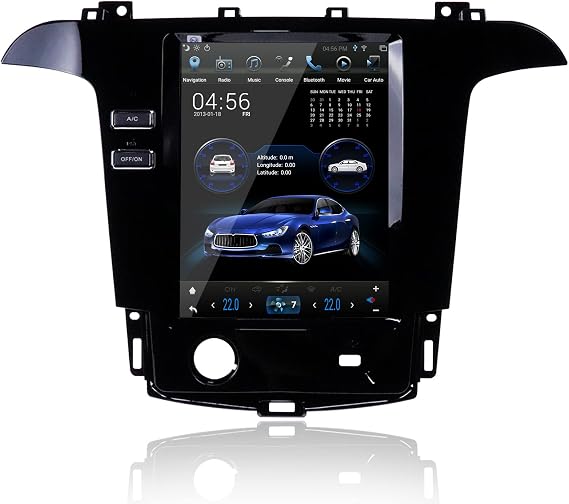 Android Tesla Style Radio Car Stereo 1 Din Autoradio GPS Navigation for Ford S-Max Galaxy 2007-2015 Multimedia Player Support Wireless Carplay DSP 12.1 inch Head Unit HD 1080P (4+ 64GB,6Core)