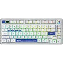 Gamepower Gasket Pro X kablosuz mekanik oyun klavyesi, %75 düzen, üçlü mod (kablosuz, Bluetooth, kablo), RGB, 81 tuş, doğrusal anahtarlar, akıllı ekran, beyaz