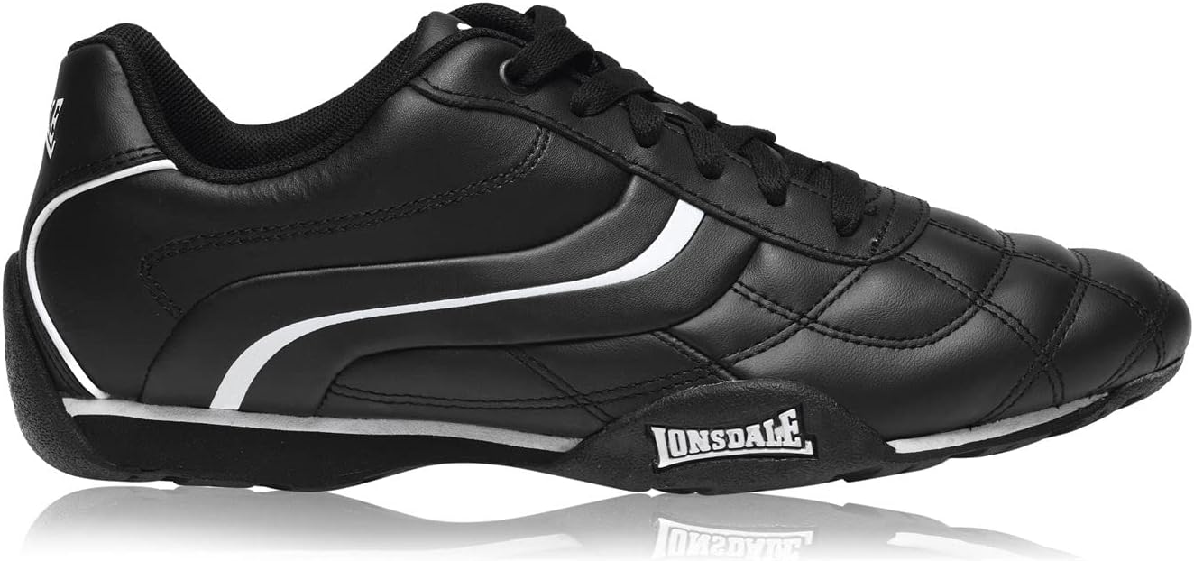 Lonsdale Mens Camden Trainers Lace Up Casual Sports Shoes Footwear Black/White UK 12 (46)