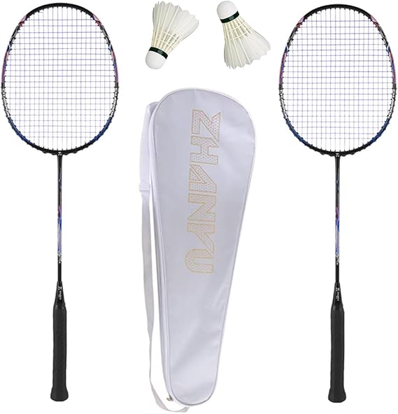 Badminton Racket Set,82g Offensive Defensive Durability Professional Badminton Racket,with 2 Shuttlecocks and 1 Carrying Bag,for Training,Sports and Entertainment