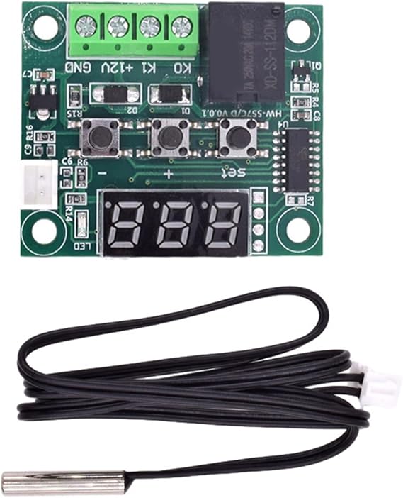 W1209 DC12V Digital Temperature Controller Module with Waterproof Sensoring for Precise Heating and Cooling Control