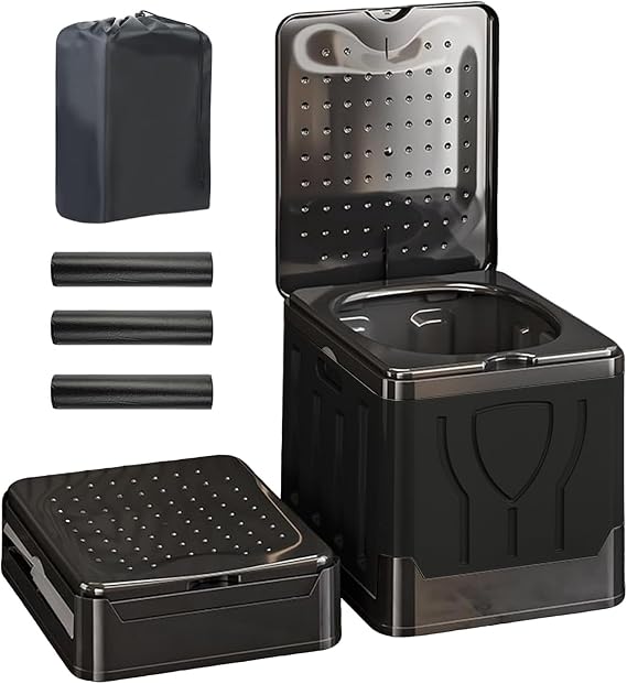 Portable Outdoor Toilet with 30pcs Clean Bags for Outdoor Emergency