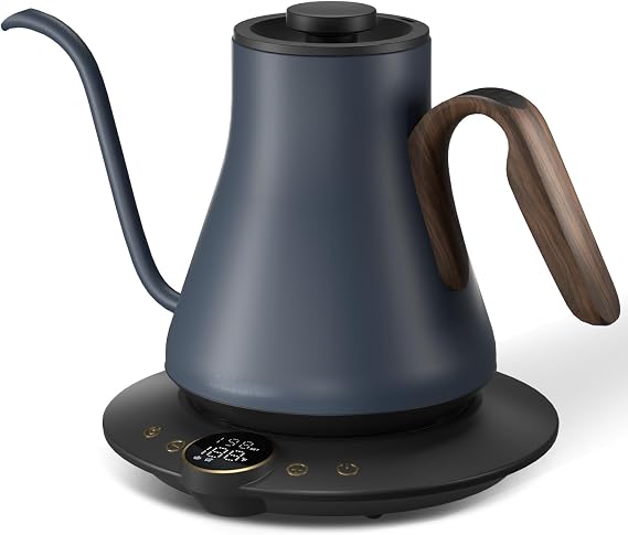 Cocinare Barista Collection Gooseneck Electric Kettle, 1F Precise Temperature Control for Pour-Over Coffee & Tea, Quick Heating 1500W, Stainless Steel Interior, 0.9L (Picasso Blue)