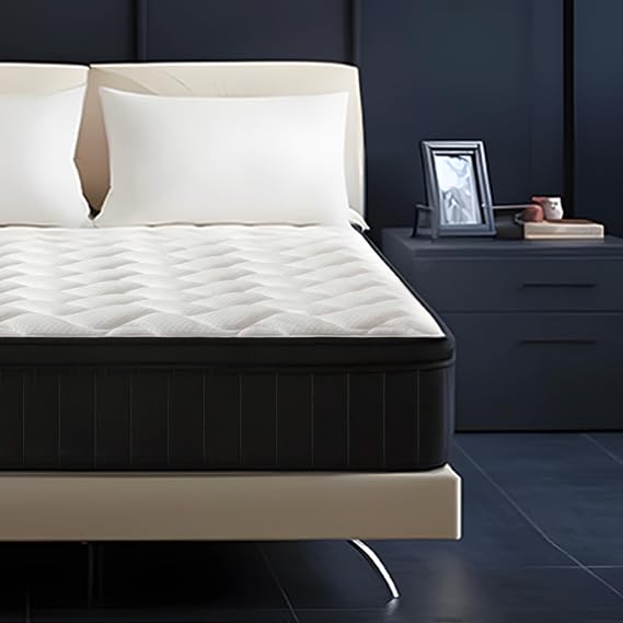 Moccona 12 Inch King Size Mattresses, Memory Foam Hybrid Mattress in a Box with Independent Spring, Soft and Comfortable, Pressure Relief, CertiPUR-US Certified, Medium