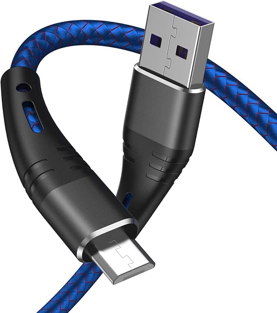 Micro USB Cable 10ft Android Phone Charger 2-Pack Extra Long Nylon Braided Fast Durable Charging Cord for Samsung Galaxy S7 S6 Edge J7 S5,Note 5 4,LG,HTC,Sony,Xbox One, PS4,Kindle,MP3,Tablet(Blue)