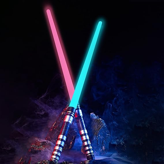 Retractable Lightsaber for Kids with 7 Color-Changing Modes | Interactive LED Toy with Realistic Sound & Vibration | Safe Durable Gift for Boys Girls Aged 5-12 (2 Pack)