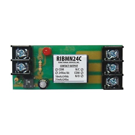 Functional Devices RIBMN24C Pilot Relay, 15 Amp SPDT, 24 Vac/dc Coil, 2.75" Track Mount