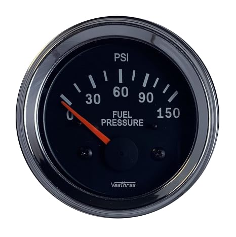 Fuel Pressure Gauge (0-150PSI) - Electrical (Chrome Bezel/Black dial) with Sender