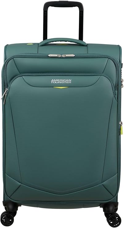 American Tourister Medium Expandable Soft Trolley 4 Swivel Wheels & Integrated Lock with 3 Digit Combination with TSA Function Features a Large Main Compartment, Elastic Straps fe, 1257 Dark Forest, M