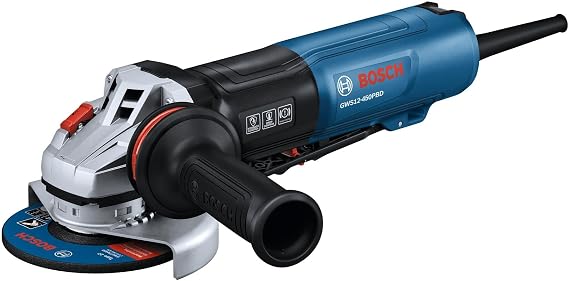 BOSCH GWS12-450PBD 4 12 In. Ergonomic Angle Grinder with No Lock-On Paddle Switch - High Performance and Comfort for Grinding and Cutting Applications