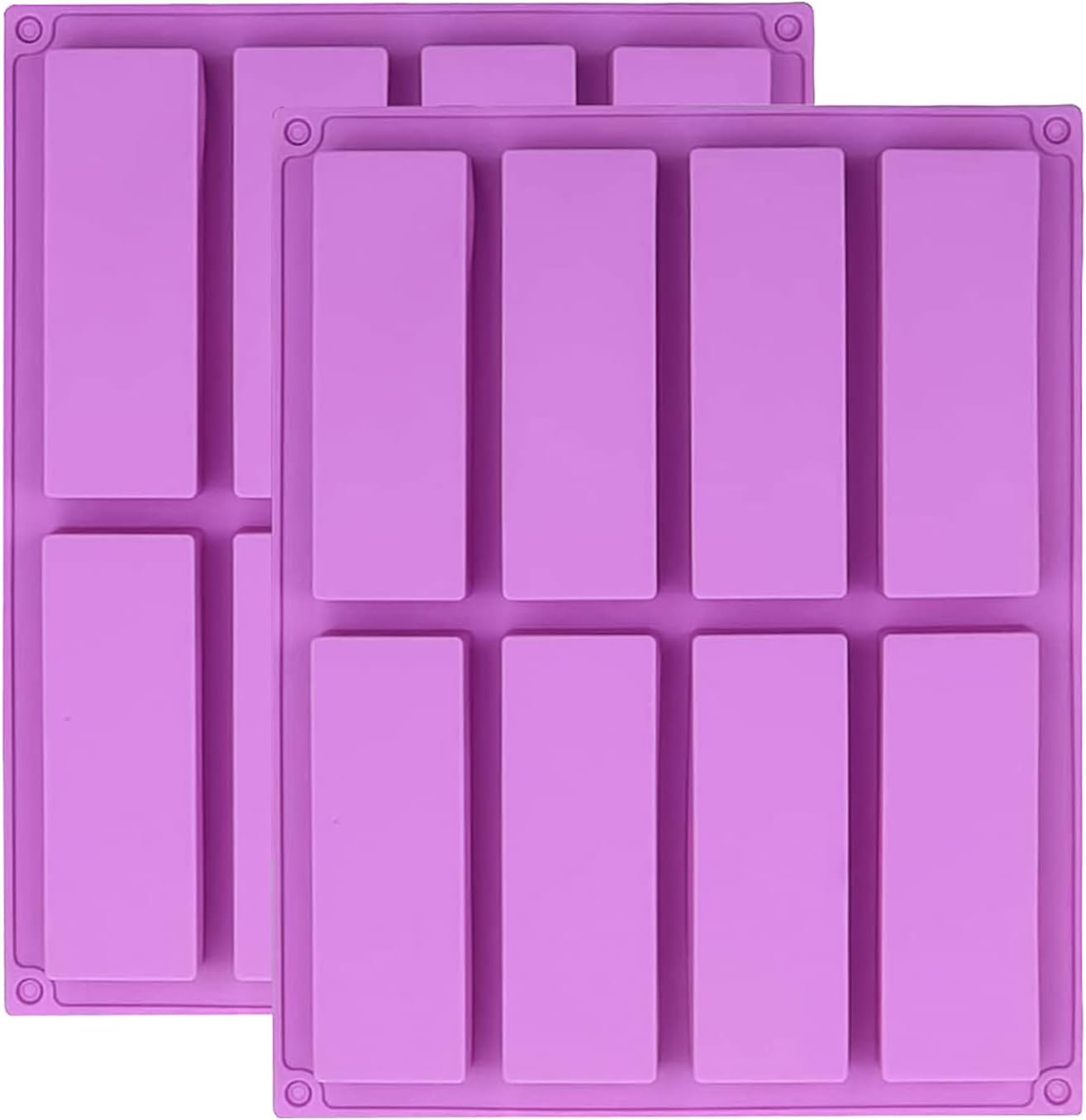 YXHZVON 2PCS Chocolate Bar Moulds, 8 Cavity Large Rectangle Silicone Granola Bars Mould, Energy Cereal Bars Mould for Baking Bread Brownie Cheesecake Butter Soap Purple