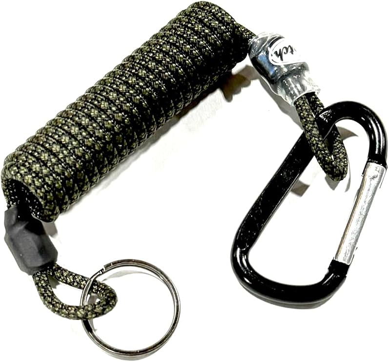 Ketch Vest Tether - Coiled with Carabiner and Split Ring, for Scissors, Tools, Pliers
